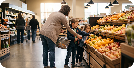 Shoppers in the grocery aisle